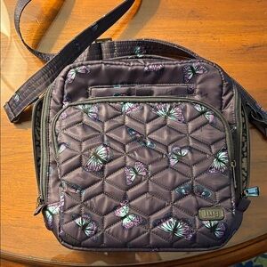 Lug Quilted Crossbody Bag with Butterfly Design
